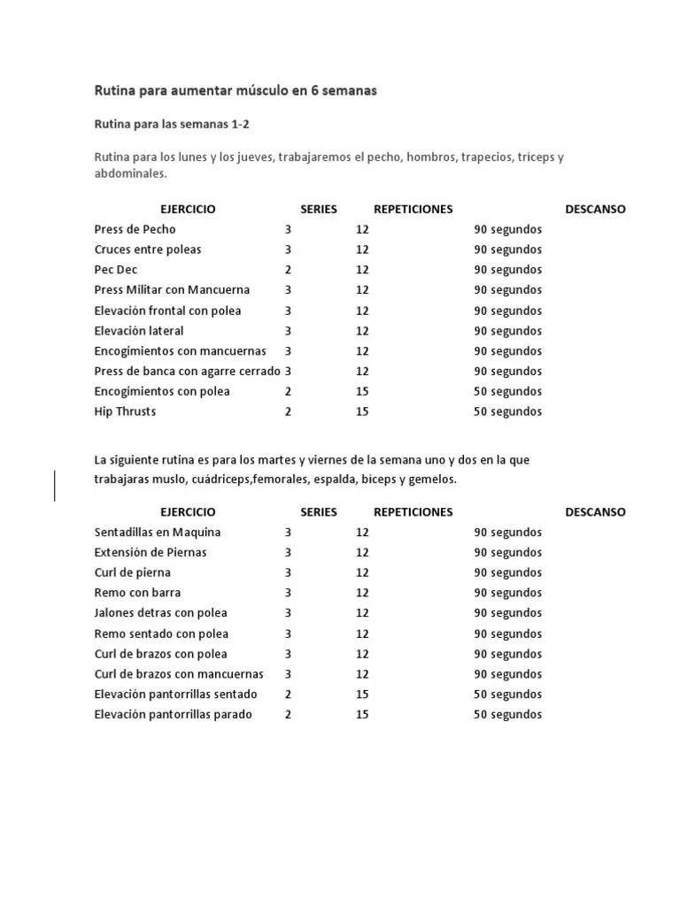 Mi Rutina | PDF | Deportes | Entrenamiento Con Pesas