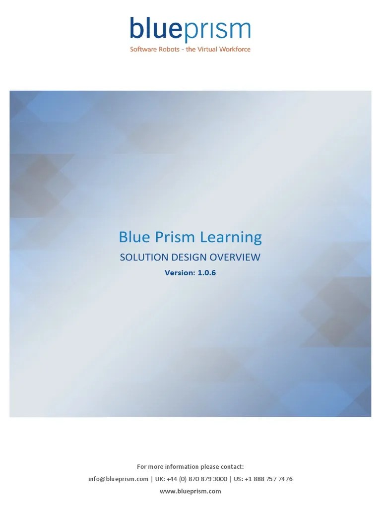 Blue Prism - Solution Design Overview - 0 | PDF | Automation | Business Process