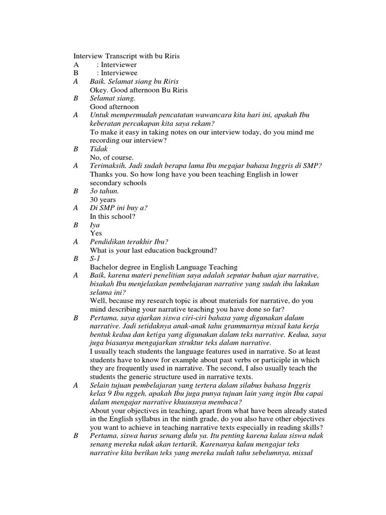 Interview Transcript Bu Lid | PDF | Bahasa Indonesia