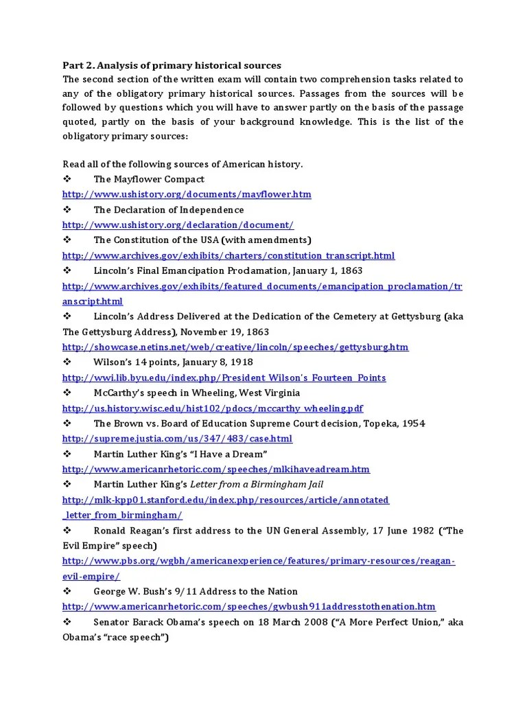 Part 2. Analysis Of Primary Historical Sources | PDF