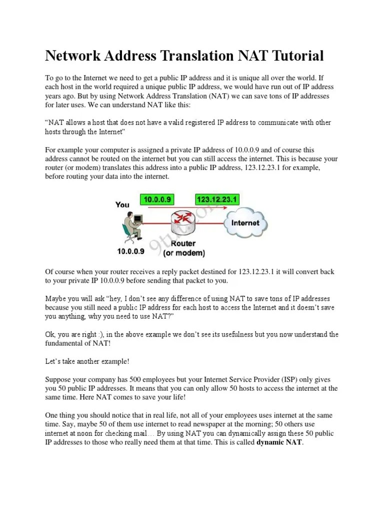 Network Address Translation NAT Tutorial | PDF | Ip Address | Router ...