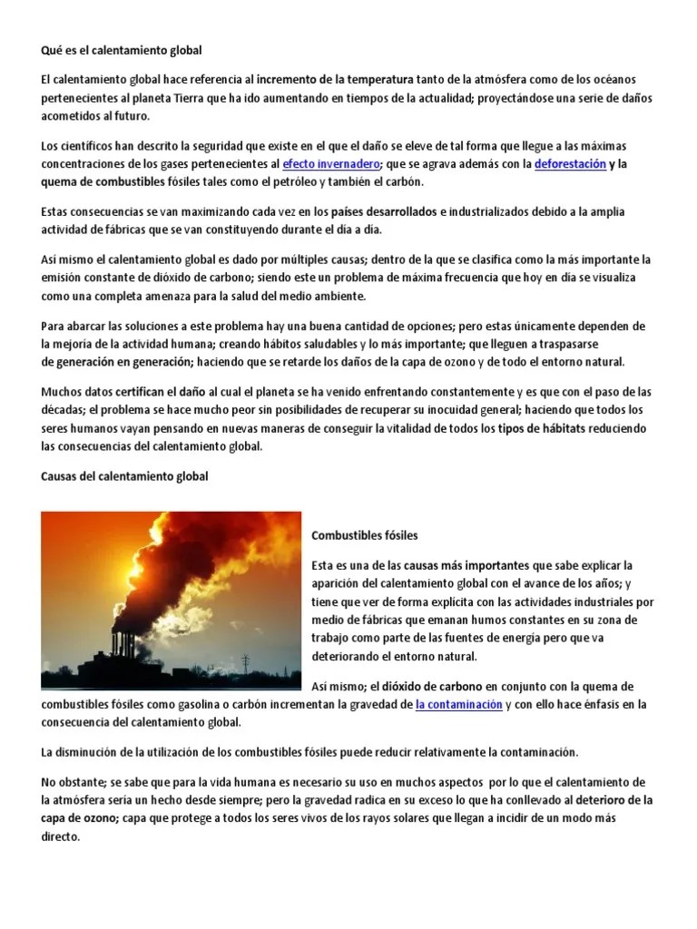 Qué Es El Calentamiento Global | PDF | Calentamiento Global | Contaminación