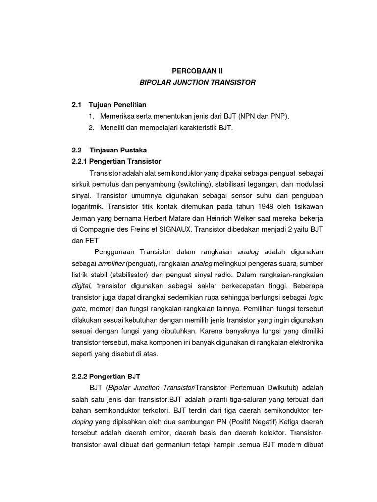 Percobaan Ii Elektronika