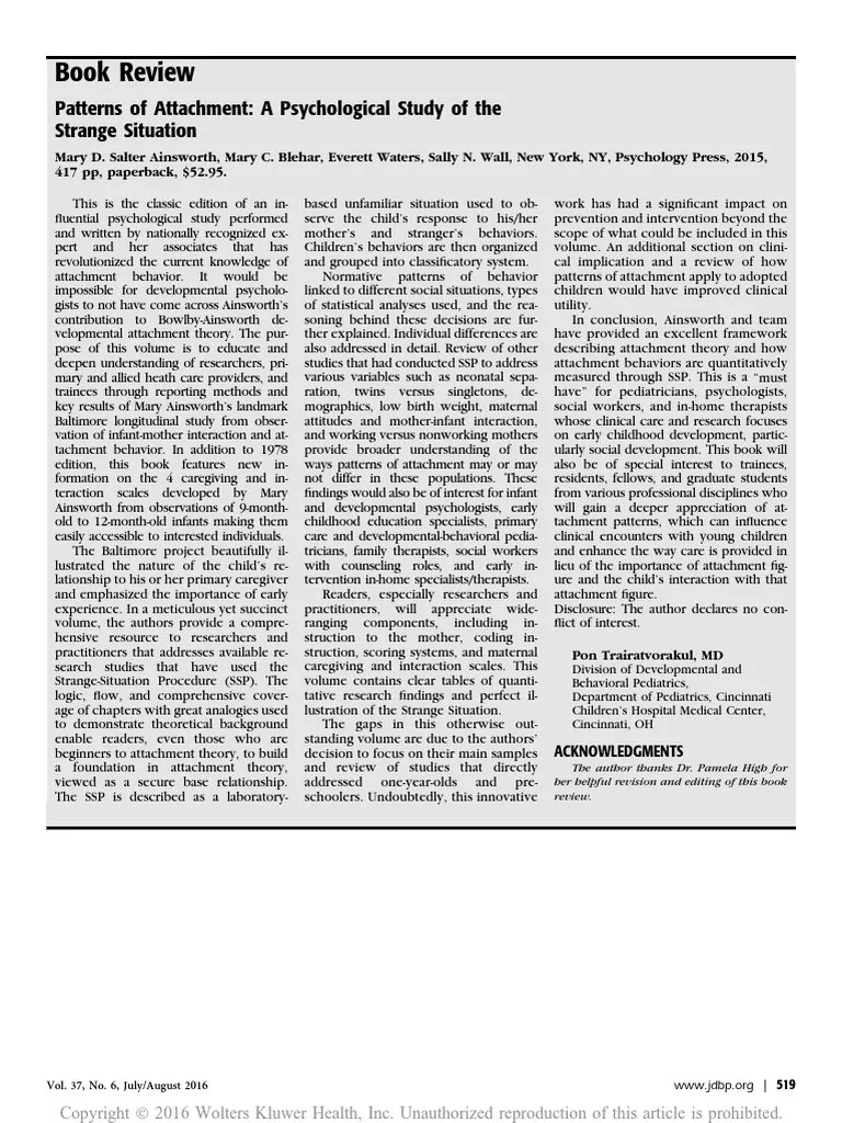 Patterns Of Attachment A Psychological Study Of.14 | PDF | Attachment ...