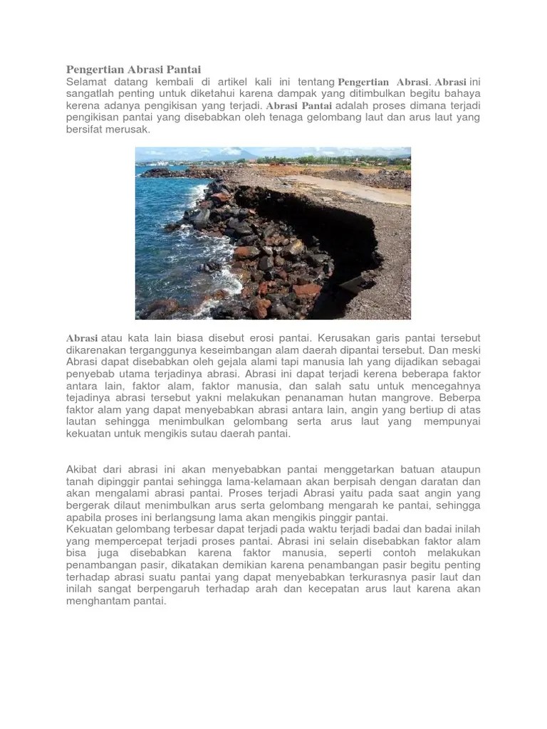 Pengertian Abrasi Pantai | PDF