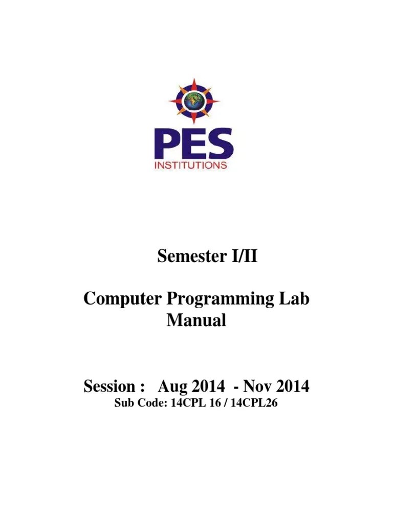 14CPL16 - Computer Programming Lab Manual (VTU PESIT) PDF | PDF | Pointer (Computer Programming ...