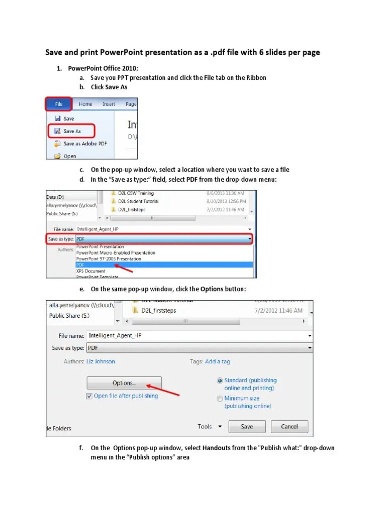 Save And Print Powerpoint Presentation As A .PDF File With 6 Slides Per ...