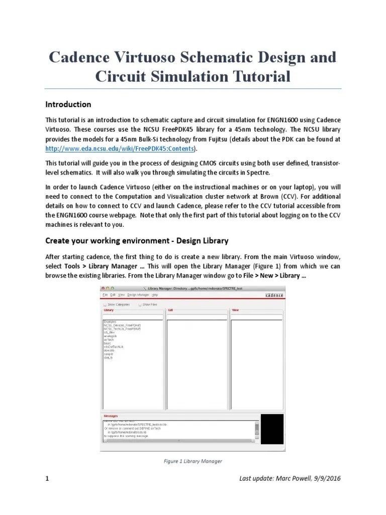 Cadence Virtuoso Schematic Design And Circuit Simulation Tutorial | PDF ...