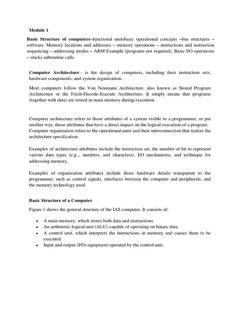 Module 1 Of Computer Organization Pdf Central Processing Unit