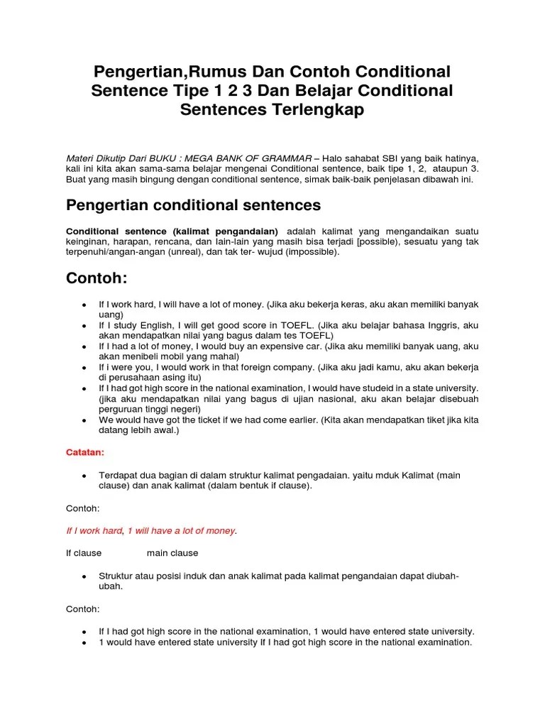 Contoh soal conditional sentence type 0,1,2,dan 3 pilihan ganda dan . Contoh Soal If Clause Pilihan Ganda