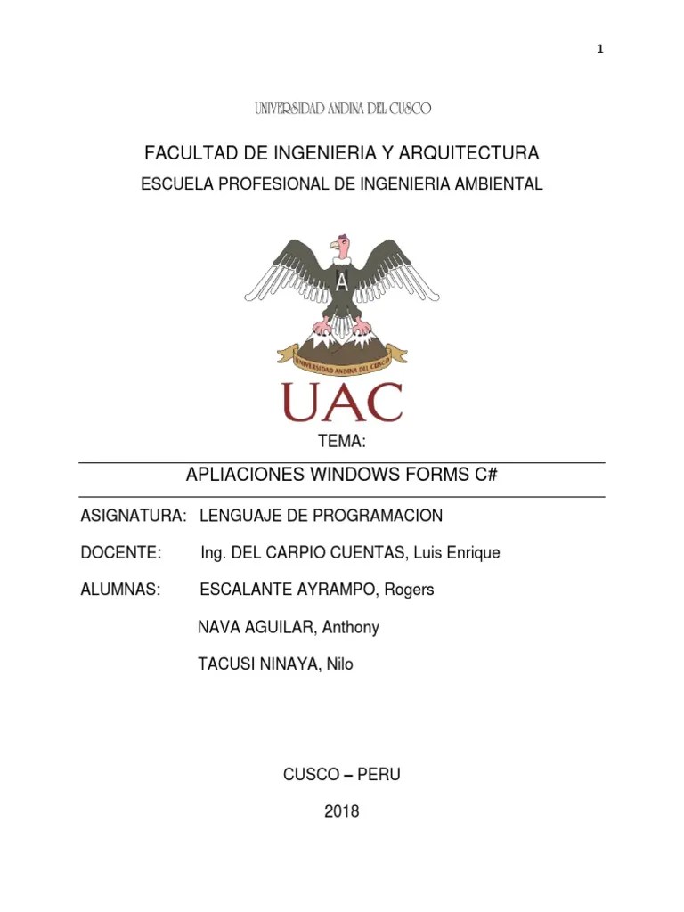Windows Forms C# | PDF | Ventana (informática) | Microsoft Visual Studio