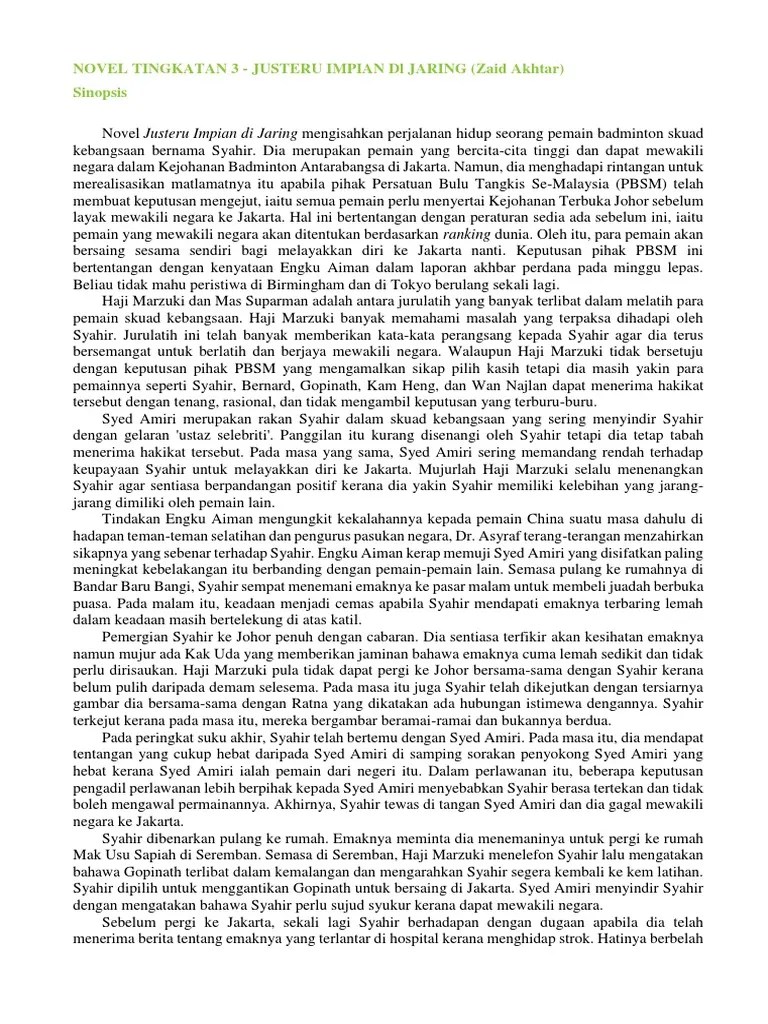 Novel justeru impian di jaring karya zaid akhtar merupakan komsas bahasa melayu tingkatan 3 edisi perlis, . Novel Tingkatan 3 Pdf