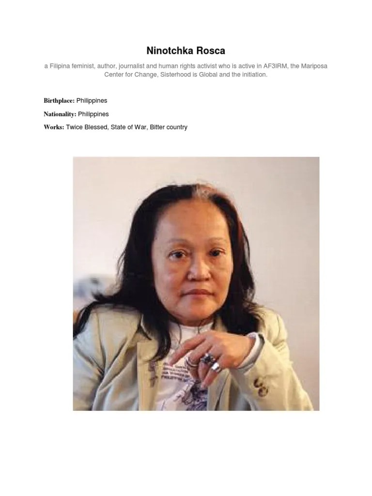 Ninotchka Rosca Is A Filipina Feminist | Download Free PDF | Gender Equality | Gender Studies