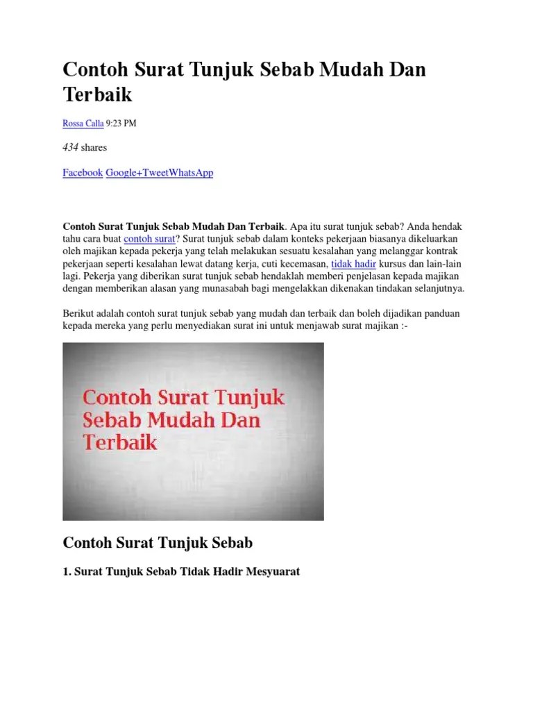 Nov 28, 2021 · contoh surat tunjuk sebab tidak hadir kerja kepada. Contoh Surat Tunjuk Sebab Mudah Dan Terbaik Pdf