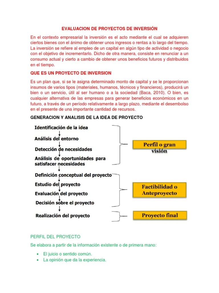 Evaluacion De Proyectos De Inversión | PDF | Inversiones | Business