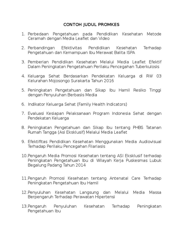 Contoh Judul Promkes | PDF