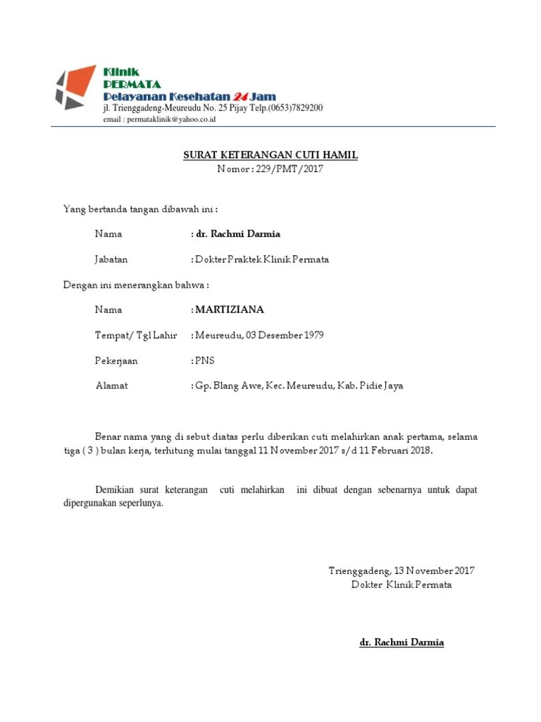 Contoh surat cuti sakit sekolah. Contoh Surat Cuti Melahirkan Dari Klinik Contoh Lif Co Id
