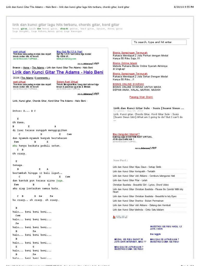Chord batak, chord gitar, chord lagu batak terupdate, daerah, download lagu batak, . Lirik Dan Kunci Gitar The Adams Halo Beni Lirik Dan Kunci Gitar Lagu Hits Terbaru Chords Gitar Kord Gitar Pdf