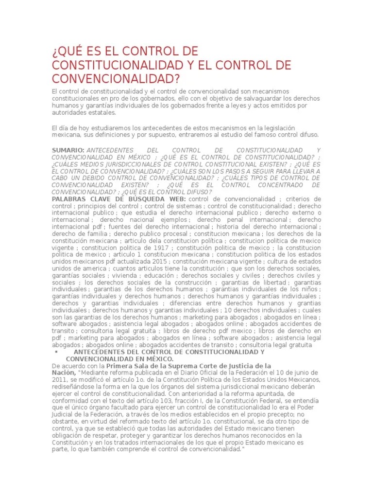 Qué Es El Control De Constitucionalidad Y El Control De Convencionalidad | PDF | Derecho ...