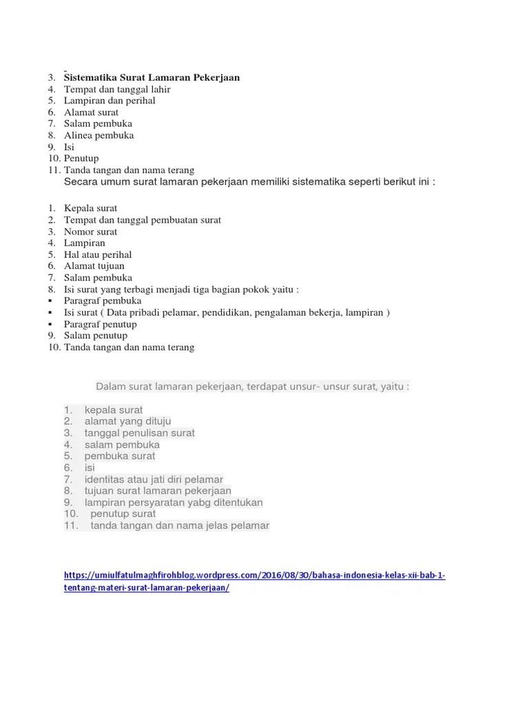 Supaya bisa cepat diterima kerja, pelamar harus memaksimalkan semua . Sistematika Surat Lamaran Pekerjaan Pdf