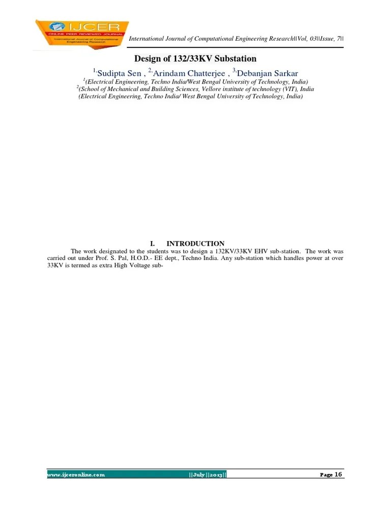 Design Of 132 33KV Substation | PDF | Electrical Substation | Transformer