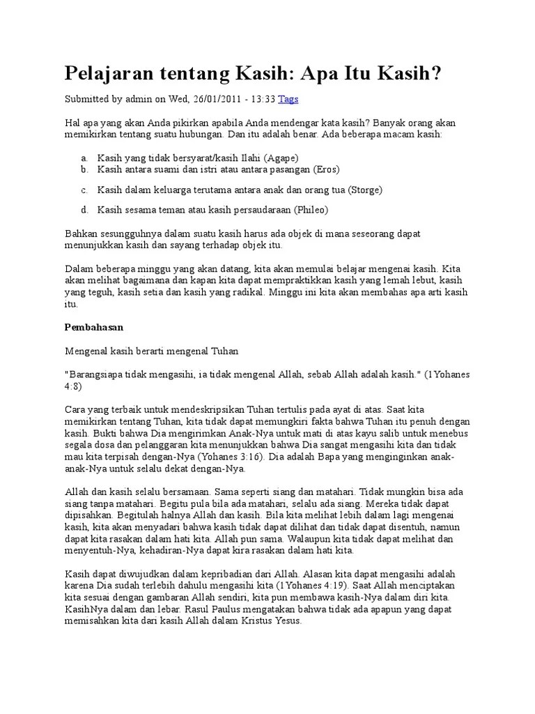 Pelajaran Tentang Kasih | PDF