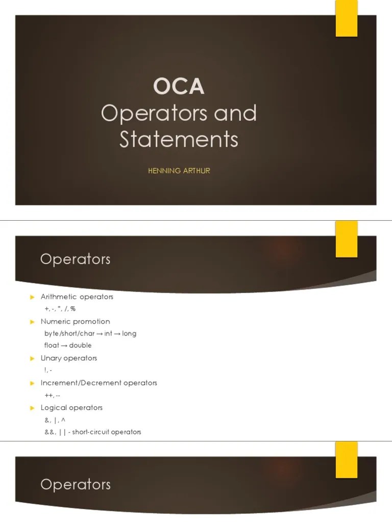 OCA Operators And Statements | PDF | Control Flow | C (Programming ...