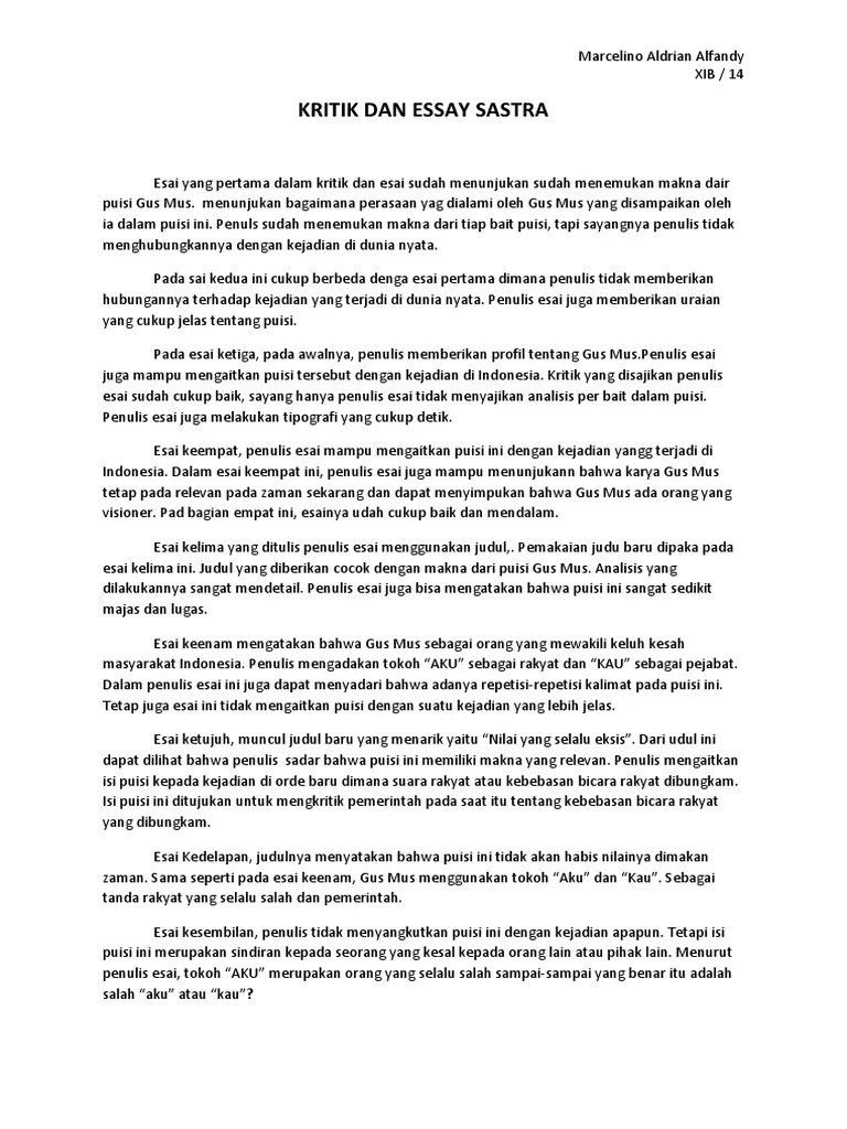 Doc Kritik Dan Esai Nur Ar Rosyid Academia Edu Kritik Sastra Novel Sang Pemimpi.