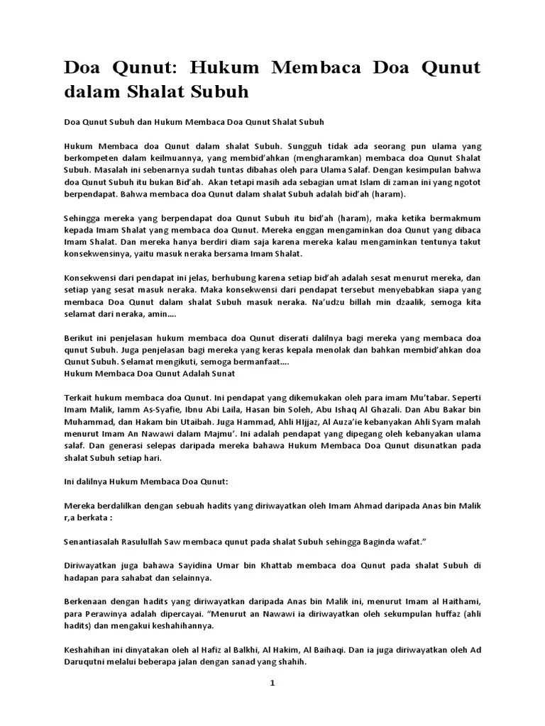 Doa Qunut Hukum - Azka Gambar