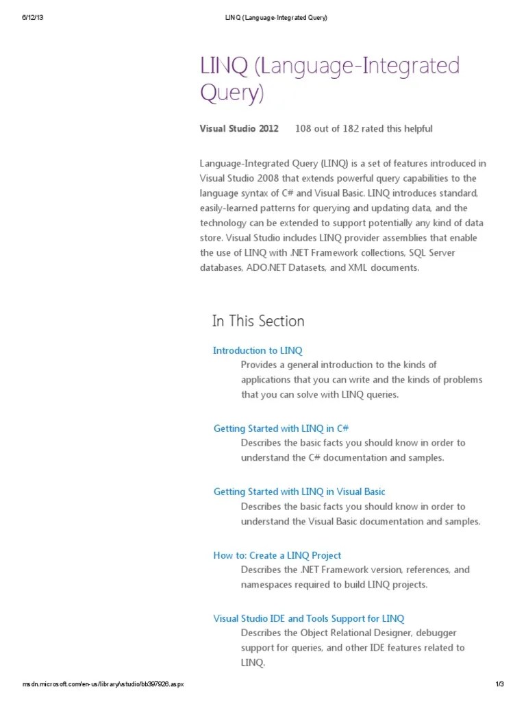 LINQ (Language-Integrated Query) | PDF | Language Integrated Query ...