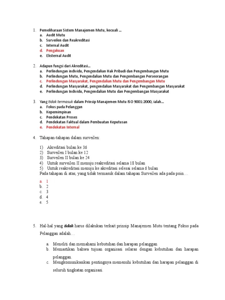 Soal PG Iso Dan Akreditasi | PDF