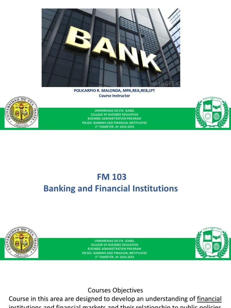 Week 1.1-Banking And Financial Institutions | PDF | Banks | Banking