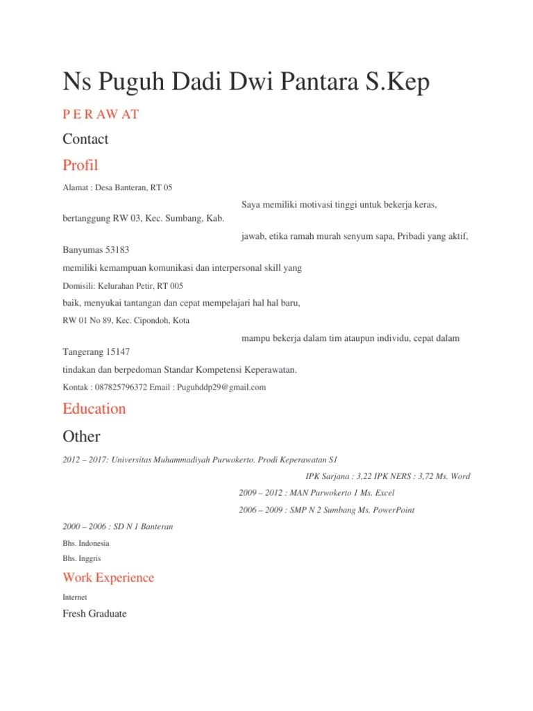 Artikel ini berisi tentang pembahasan contoh cv perawat fresh. Contoh Cv Perawat Atau Kesehatan Pdf