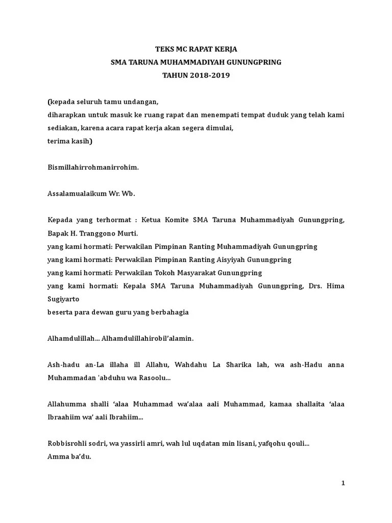 Teks MC Rapat Kerja | PDF