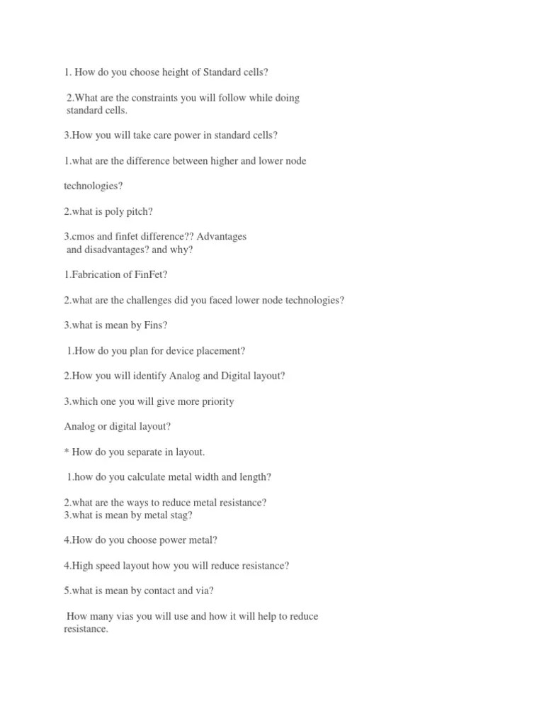 AnaloG Layout Interview Questions | PDF