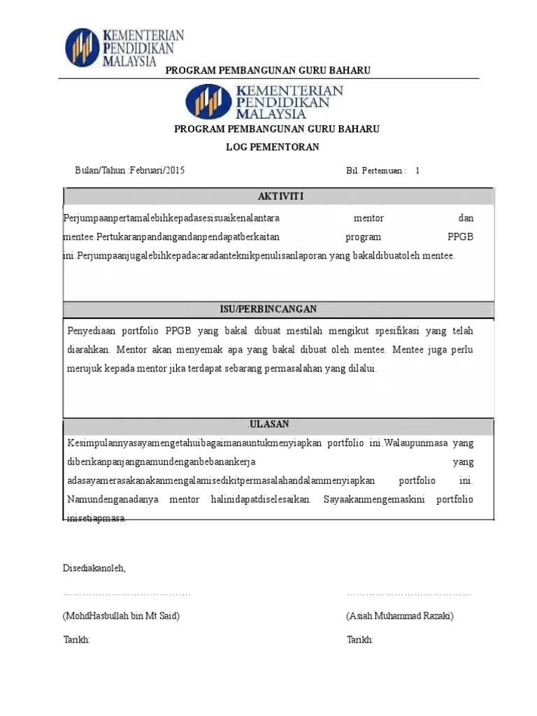Laporan perjumpaan mentor mentee maklumat mentee nama kelas alamat no. Log Pementoran Bulananhhh Pdf