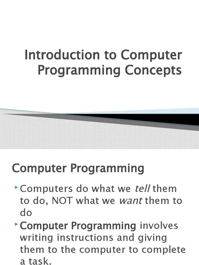 Introduction To Computer Programming Concepts | PDF | Computer ...