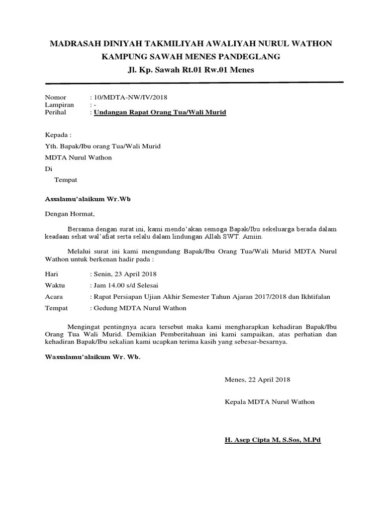 Surat Undangan Rapat Mdta | PDF