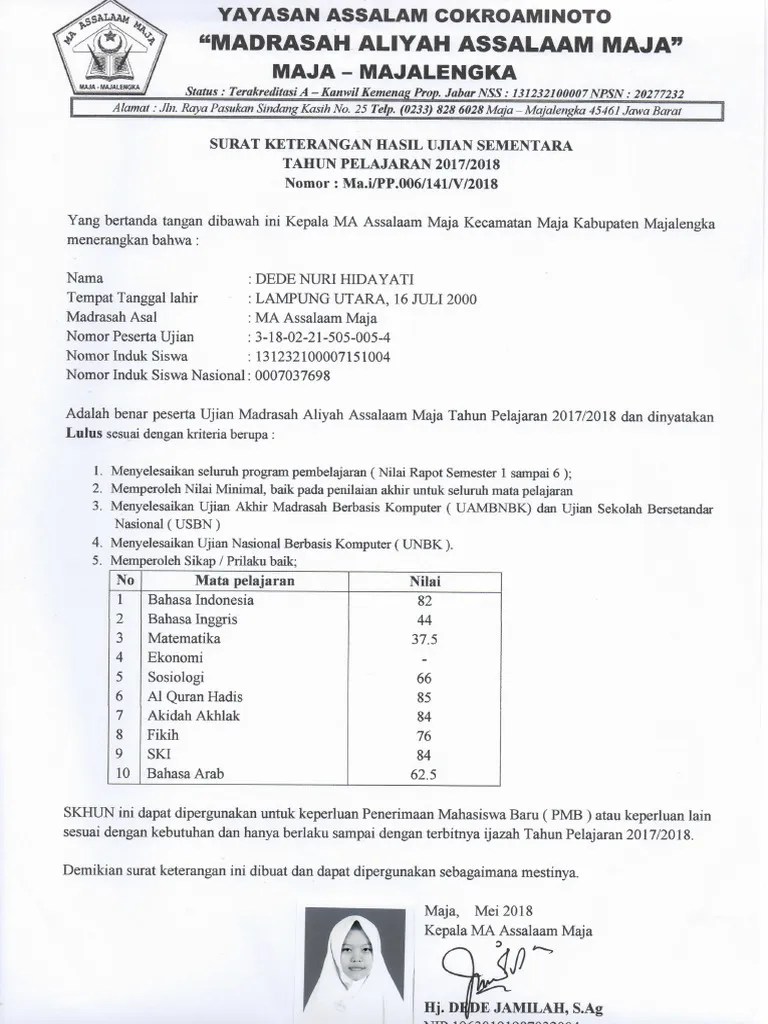 Kumpulan contoh surat keterangan penghasilan, kerja untuk kpr, domisili, usaha, pindah sekolah, kuliah dan lain sebagainya, lengkap dengan file docx. Contoh Skhu Ma Sementara Pdf