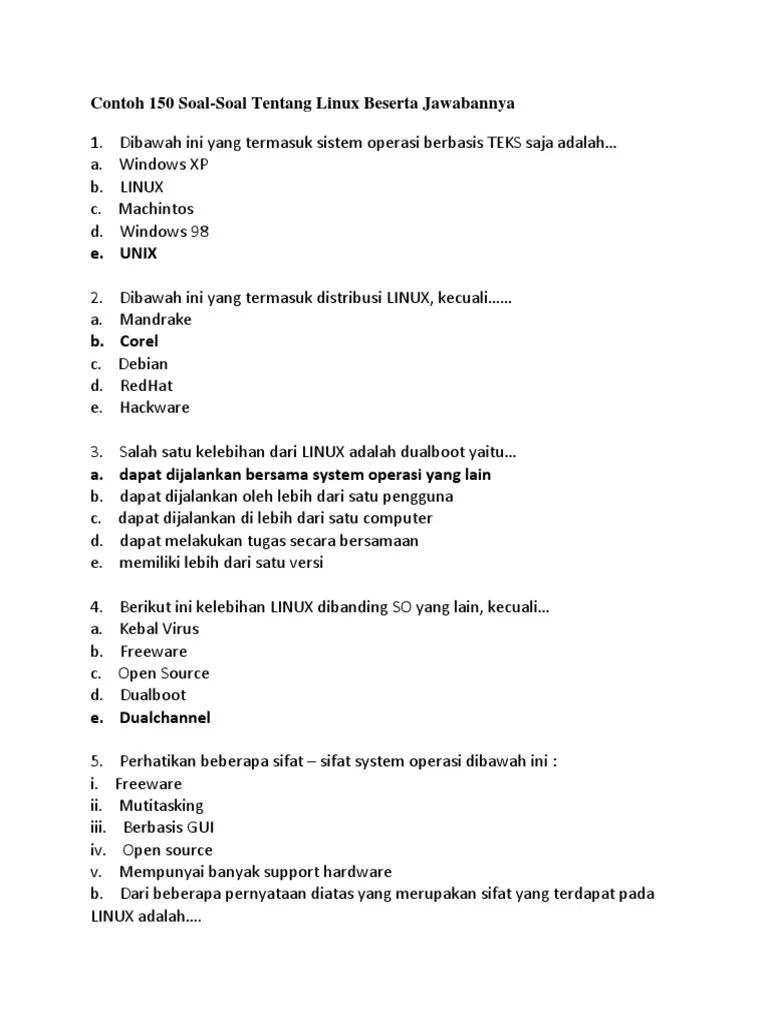 Soal Tentang Linux Beserta Jawaban