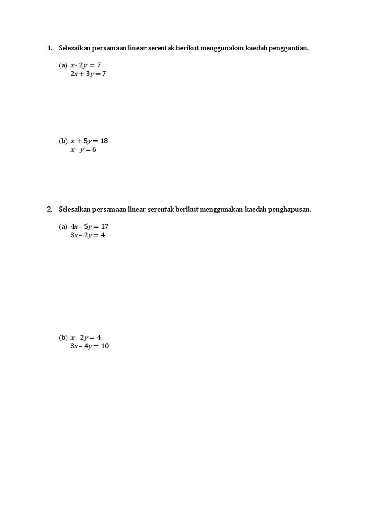 Video ini adalah sambungan untuk video bab 6 : Persamaan Linear Serentak Pdf