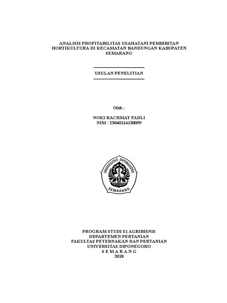 Contoh Usulan Penelitian Agribisnis Pertanian | PDF