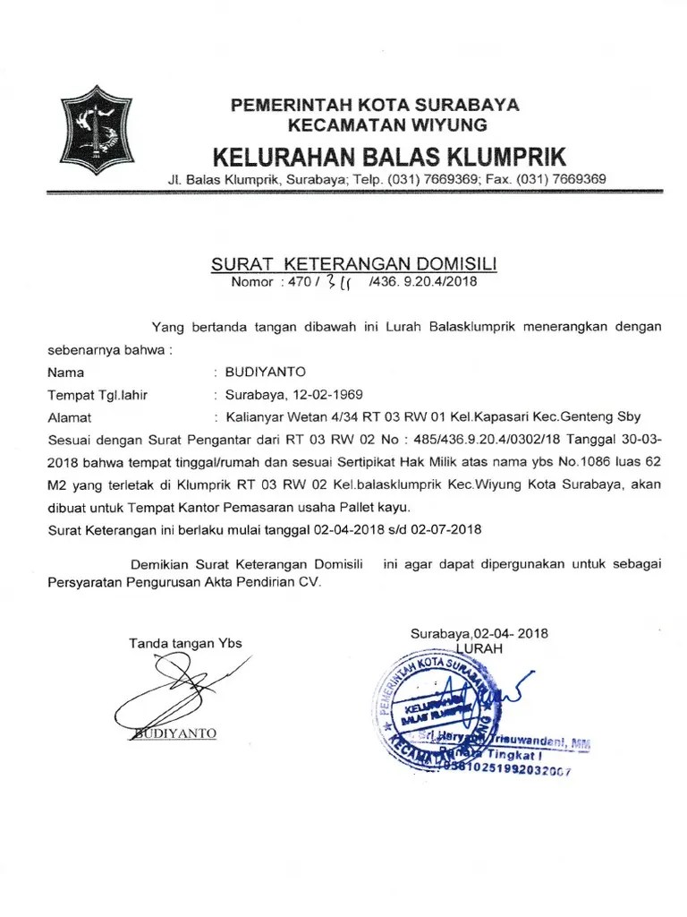 Surat Domisili Online Surabaya : Surat Keterangan Domisili Syarat Alur Pembuatan Dan Contoh Mamikos Info / Berita (2,455) bidang sekolah dasar (1,301) bidang sekolah menengah (2,178) guru dan tenaga kependidikan (gtk) (865) pdkop (843) pengumuman (5,193) sekretariat (1,873) …