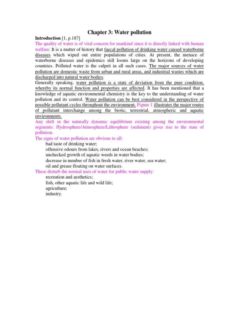 Chapter 3: Water Pollution: Introduction (1, P.187) | PDF ...