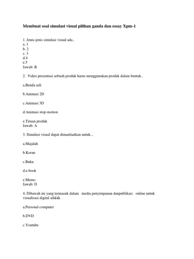 Membuat Soal Simulasi Visual Pilihan Ganda Dan Essay XPM | PDF