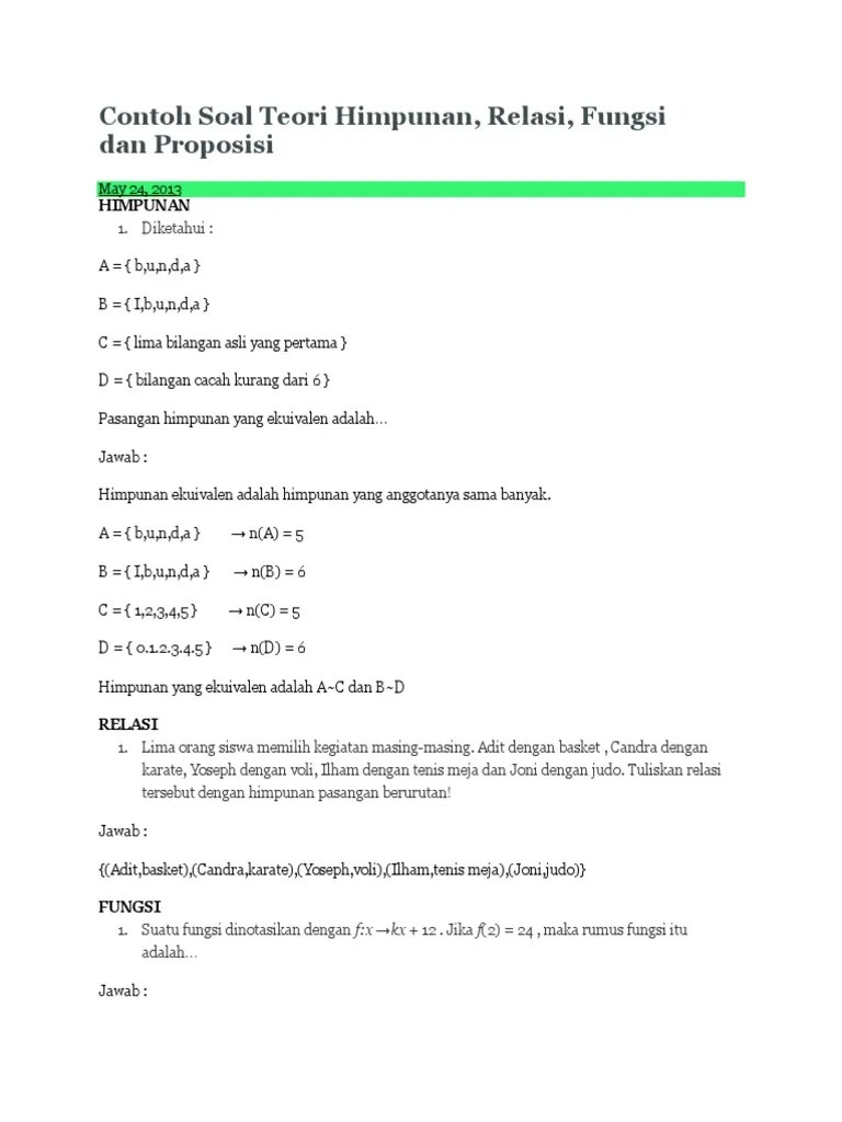 Contoh Soal Himpunan 