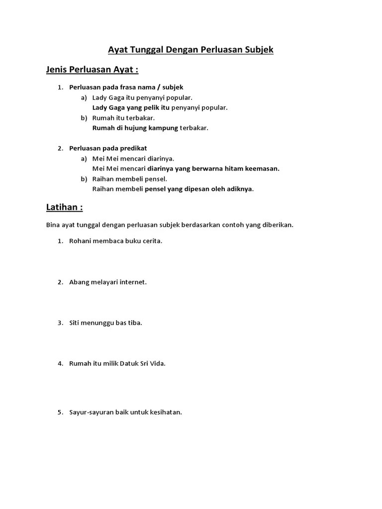 Baca versi flipbook dari 1001 ayat tunggal dan perluasan . Ayat Tunggal Dengan Perluasan Subjek Pdf