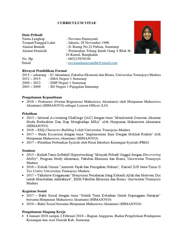 Isi data pendidikan · 4. Contoh Curriculum Vitae