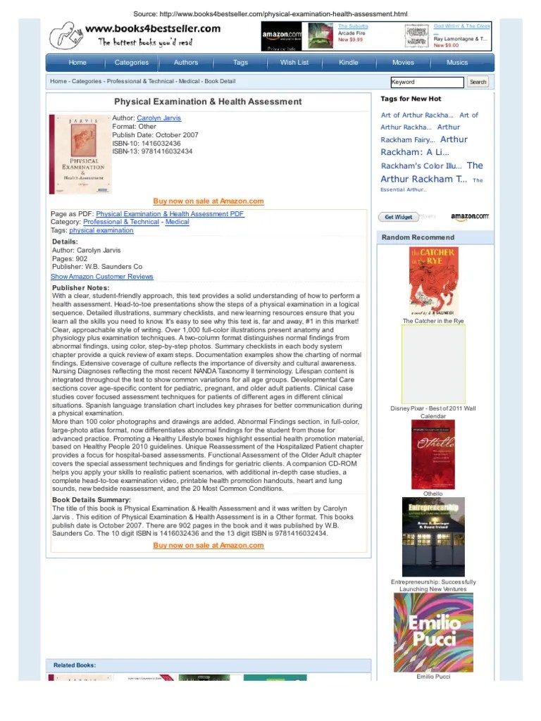 Physical Examination Health Assessment | PDF | Physical Examination ...