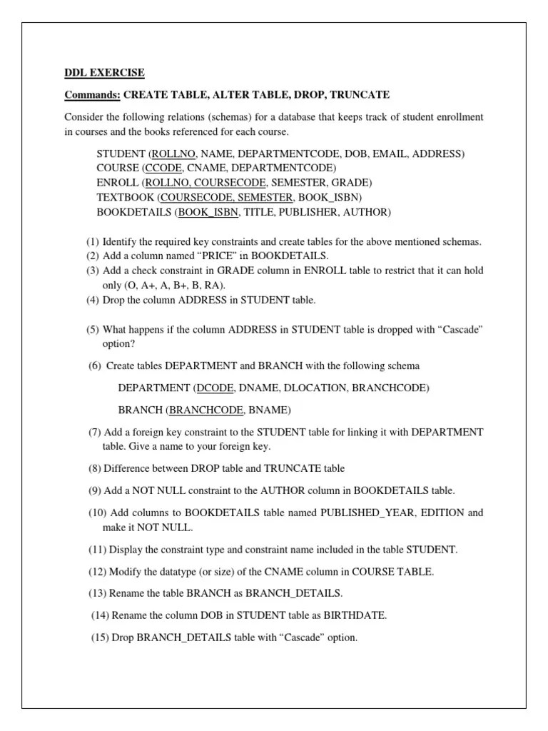 DDL &DML Practice SQL | PDF | Databases | Data Management Software